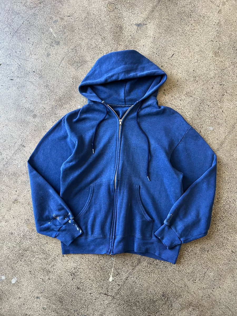 1970s Faded Blue Zip Hoodie