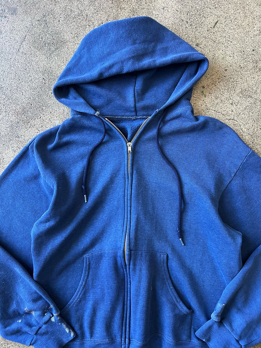 1970s Faded Blue Zip Hoodie