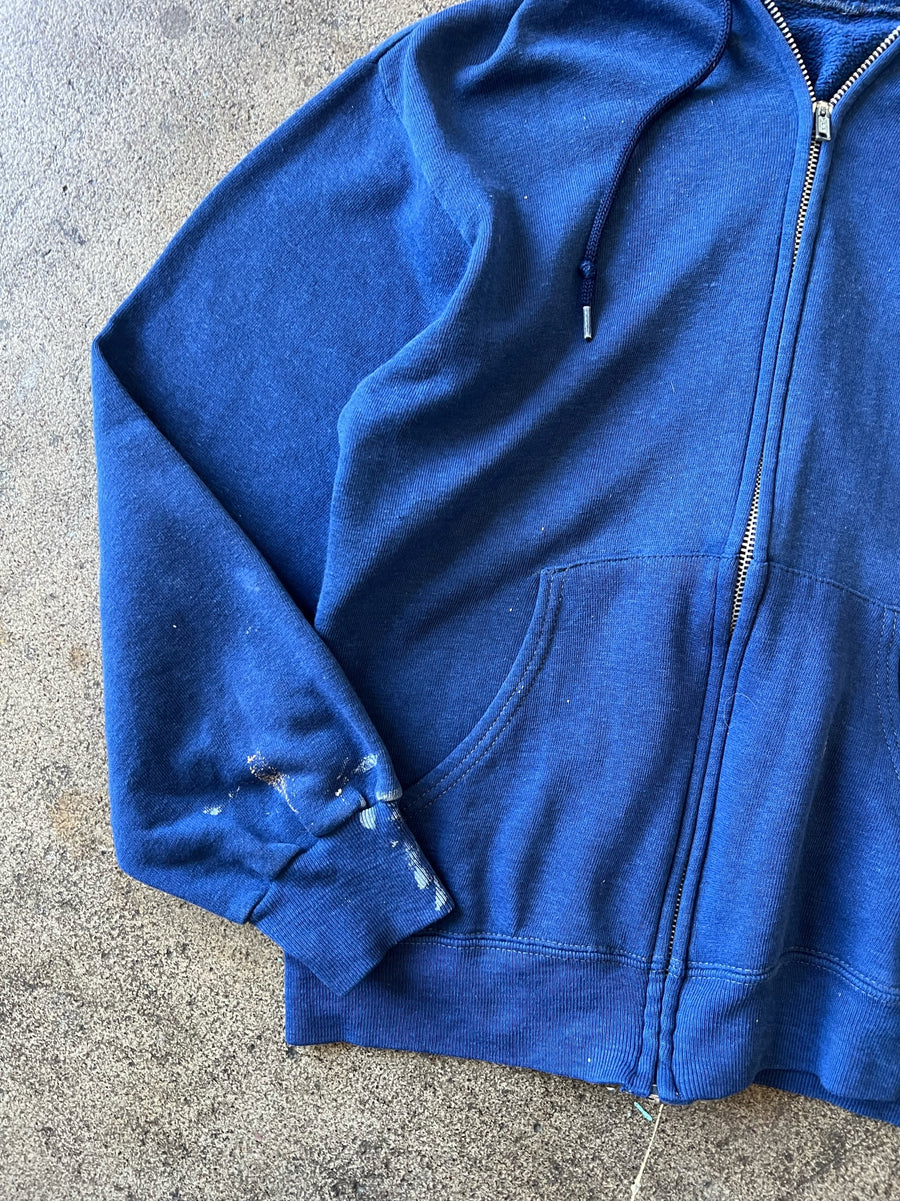 1970s Faded Blue Zip Hoodie