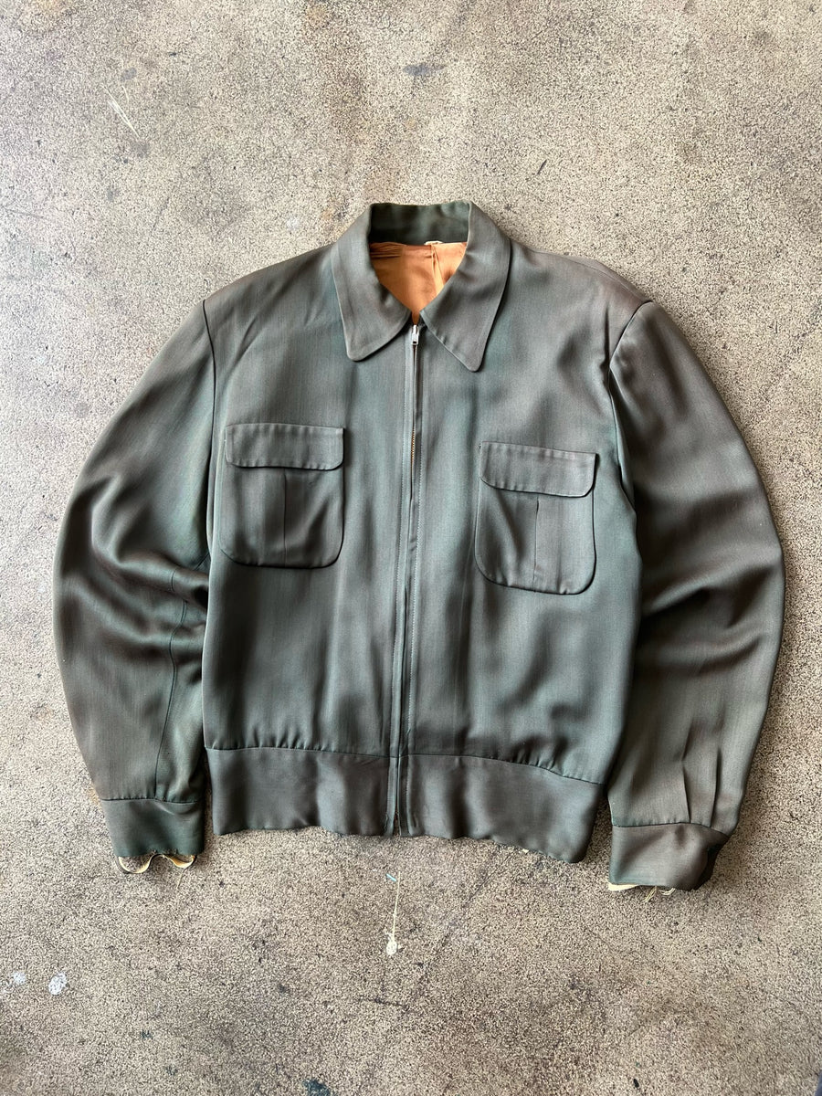 1950s Iridescent Green Gabardine Ricky Jacket