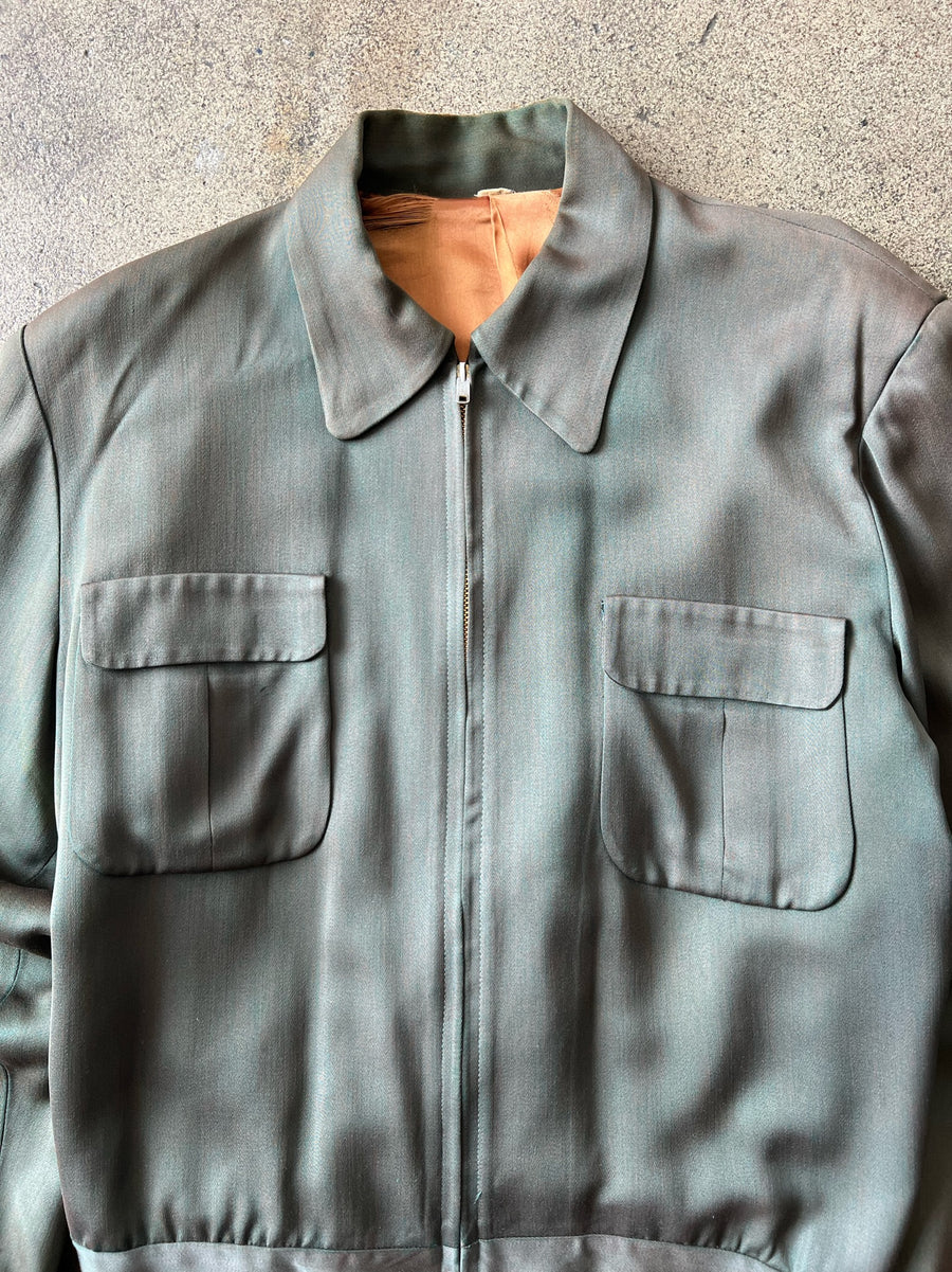 1950s Iridescent Green Gabardine Ricky Jacket