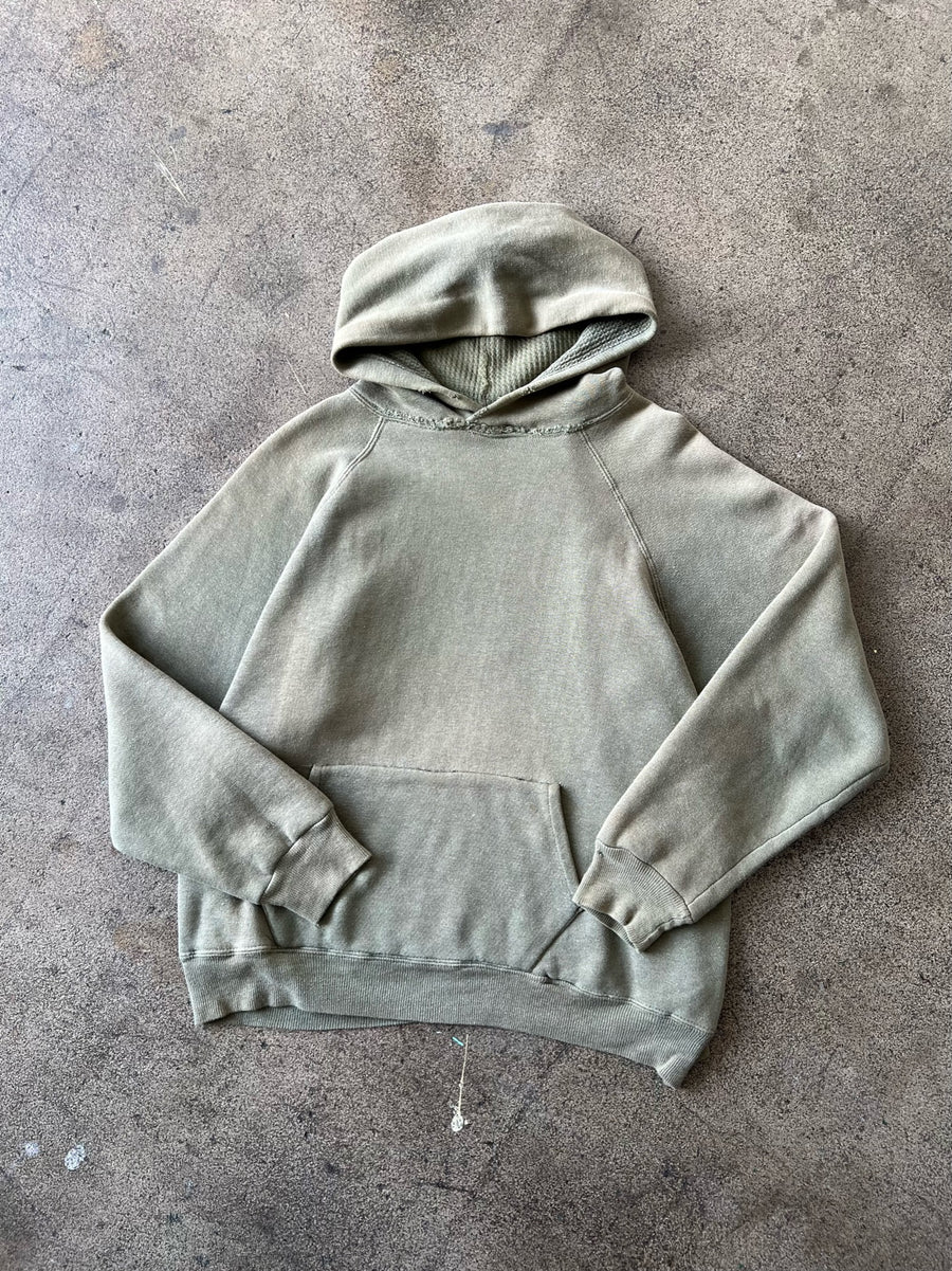 1950s Faded Green Thermal Lined Raglan Hoodie