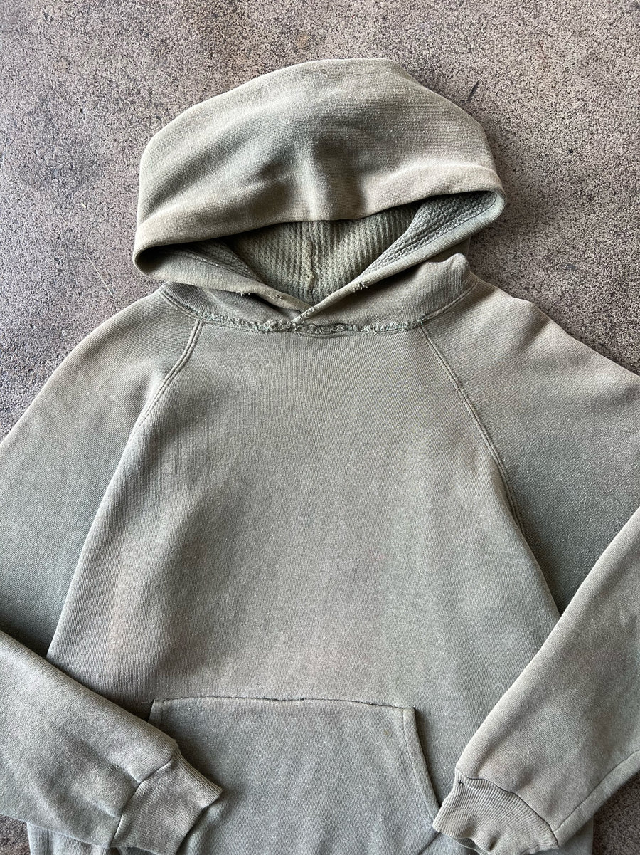 1950s Faded Green Thermal Lined Raglan Hoodie