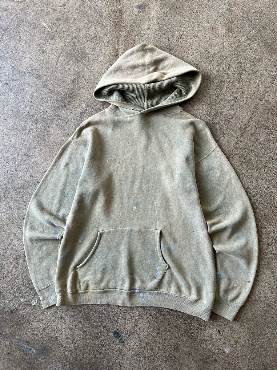 1950s Faded Green Paint Splatter Thermal Hoodie