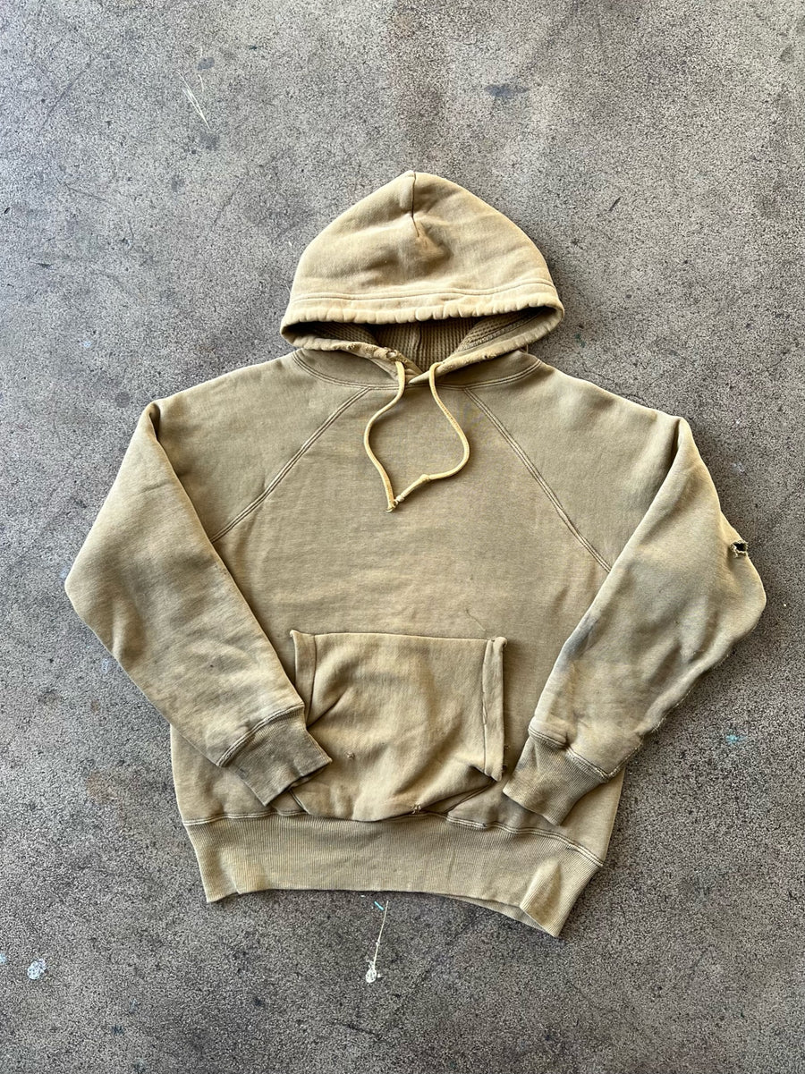 1950s Pilgrim Faded Brown Green Thermal Hoodie