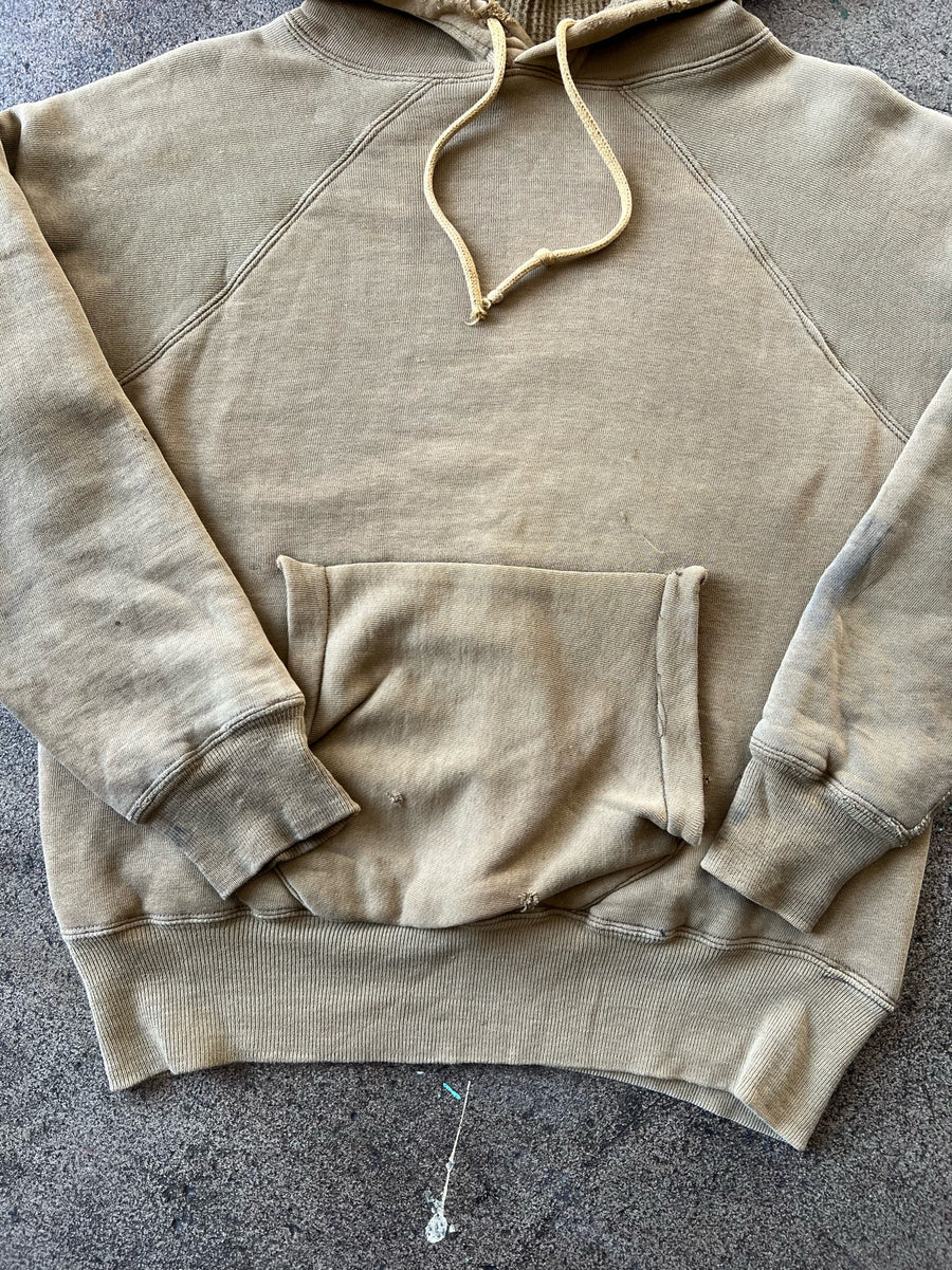 1950s Pilgrim Faded Brown Green Thermal Hoodie