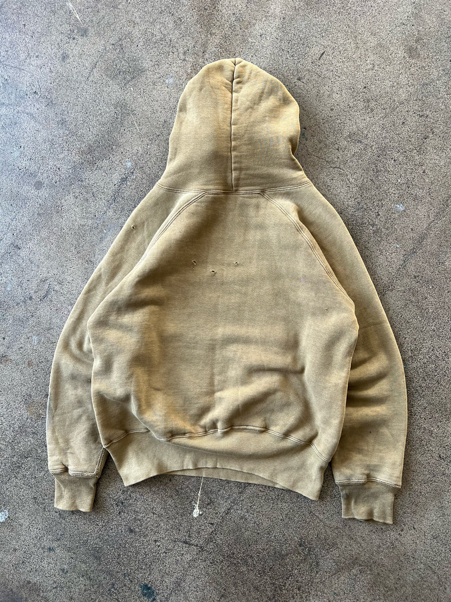 1950s Pilgrim Faded Brown Green Thermal Hoodie