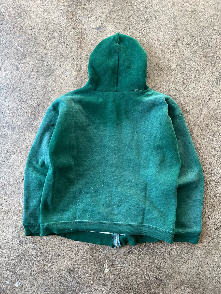 1970s Pine Green Thermal Lined Zip Hoodie