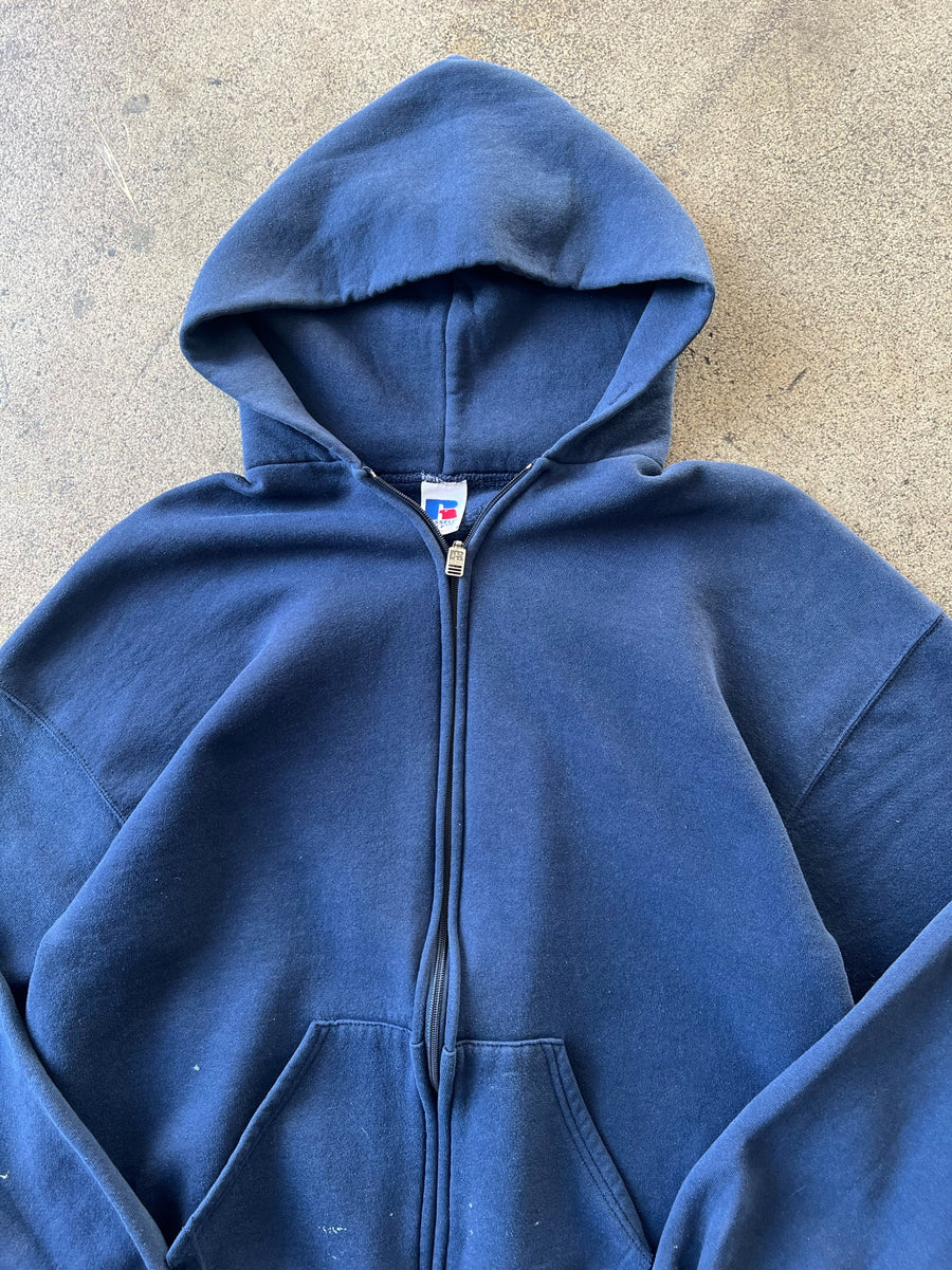 1990s Russell Athletic Faded Blue Zip Hoodie