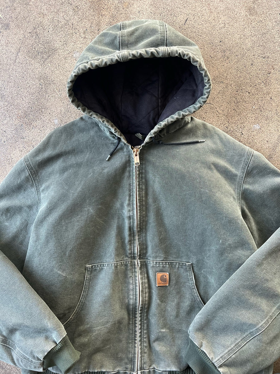 1990s Carhartt Moss Green Hooded Work Jacket