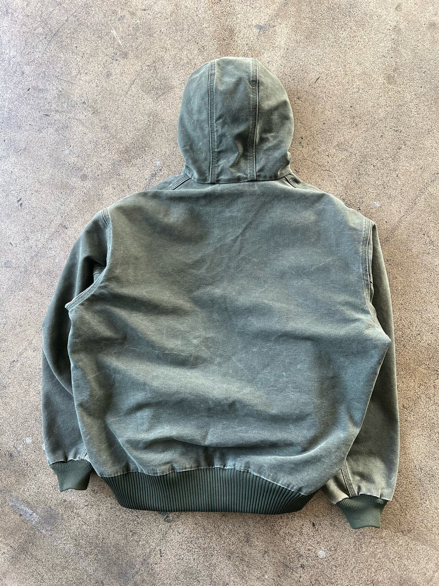 1990s Carhartt Moss Green Hooded Work Jacket