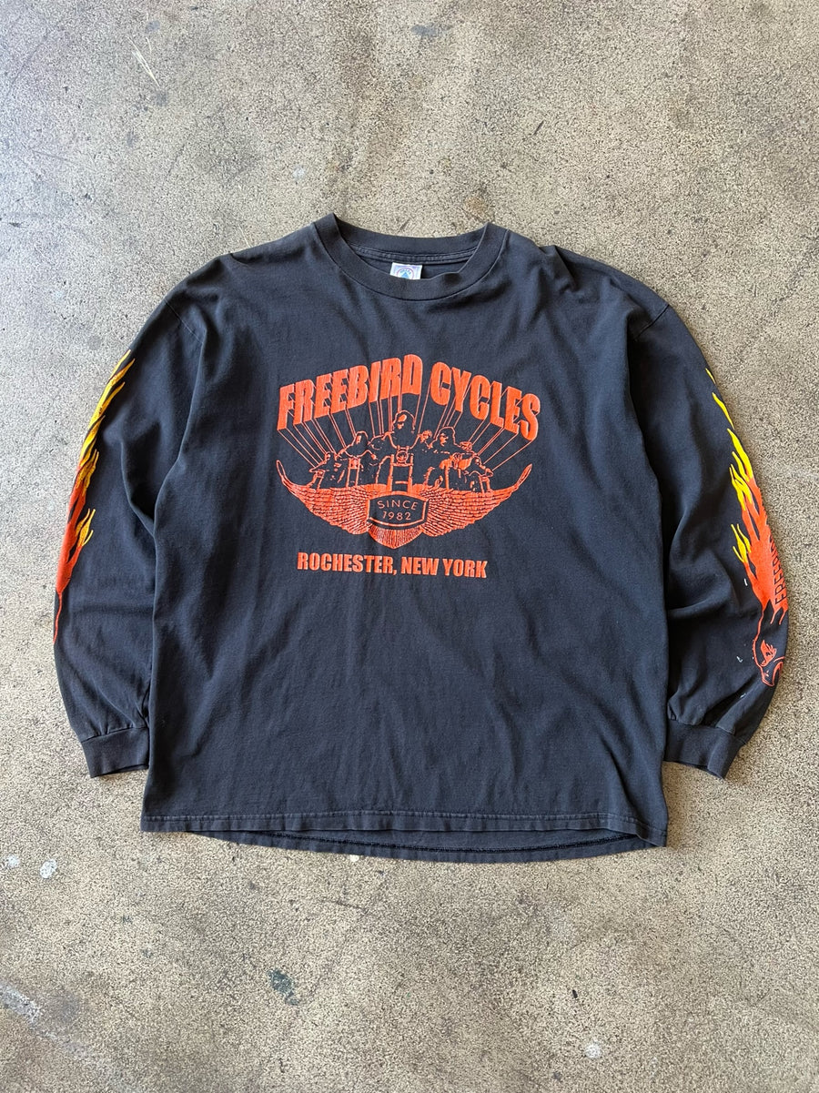 1990s Freebird Cycles Biker Flame Tee