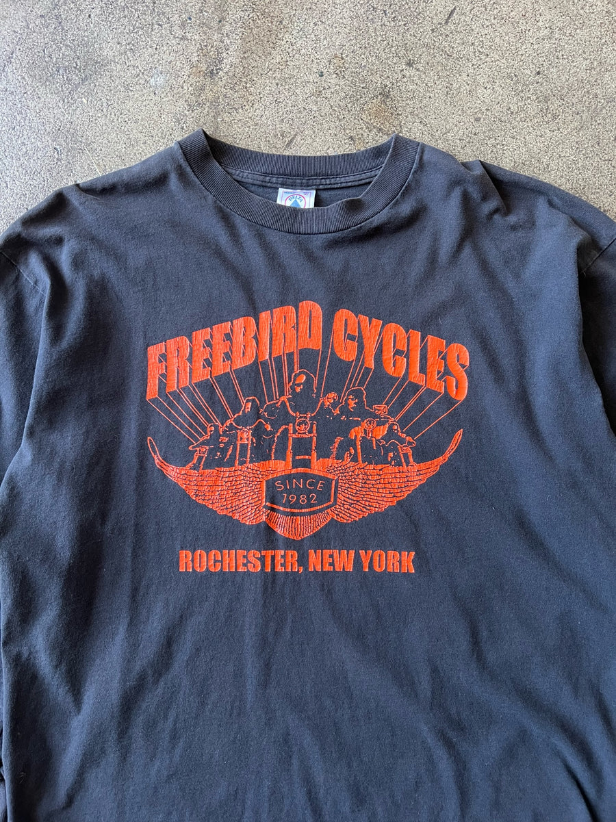 1990s Freebird Cycles Biker Flame Tee