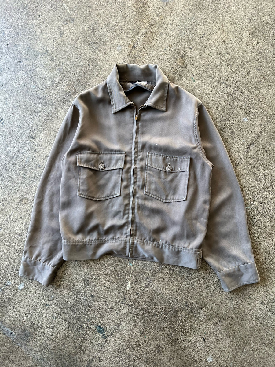 1950s Unitog Brown Two Pocket Rayon Work Jacket