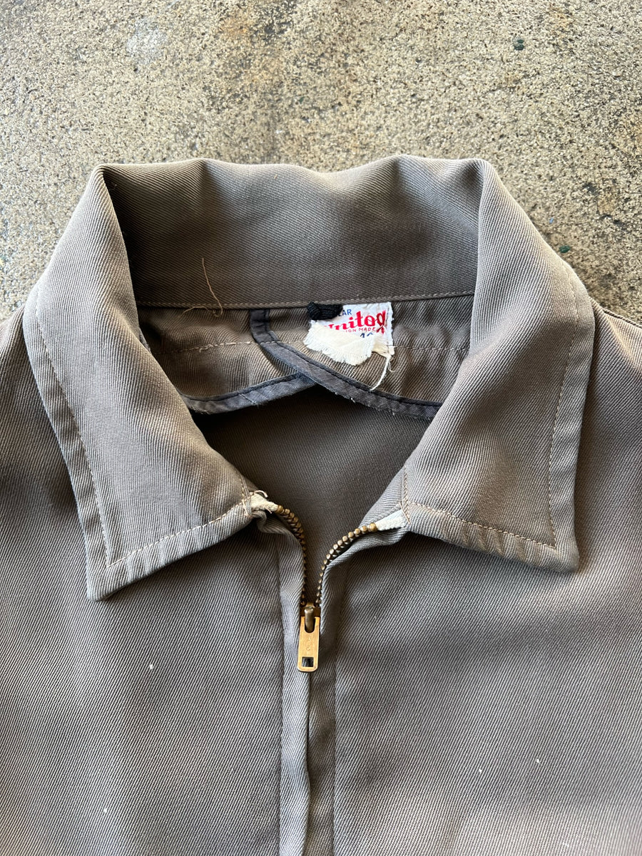 1950s Unitog Brown Two Pocket Rayon Work Jacket