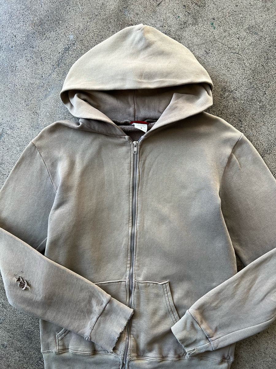 1990s Faded Olive Zip Hoodie