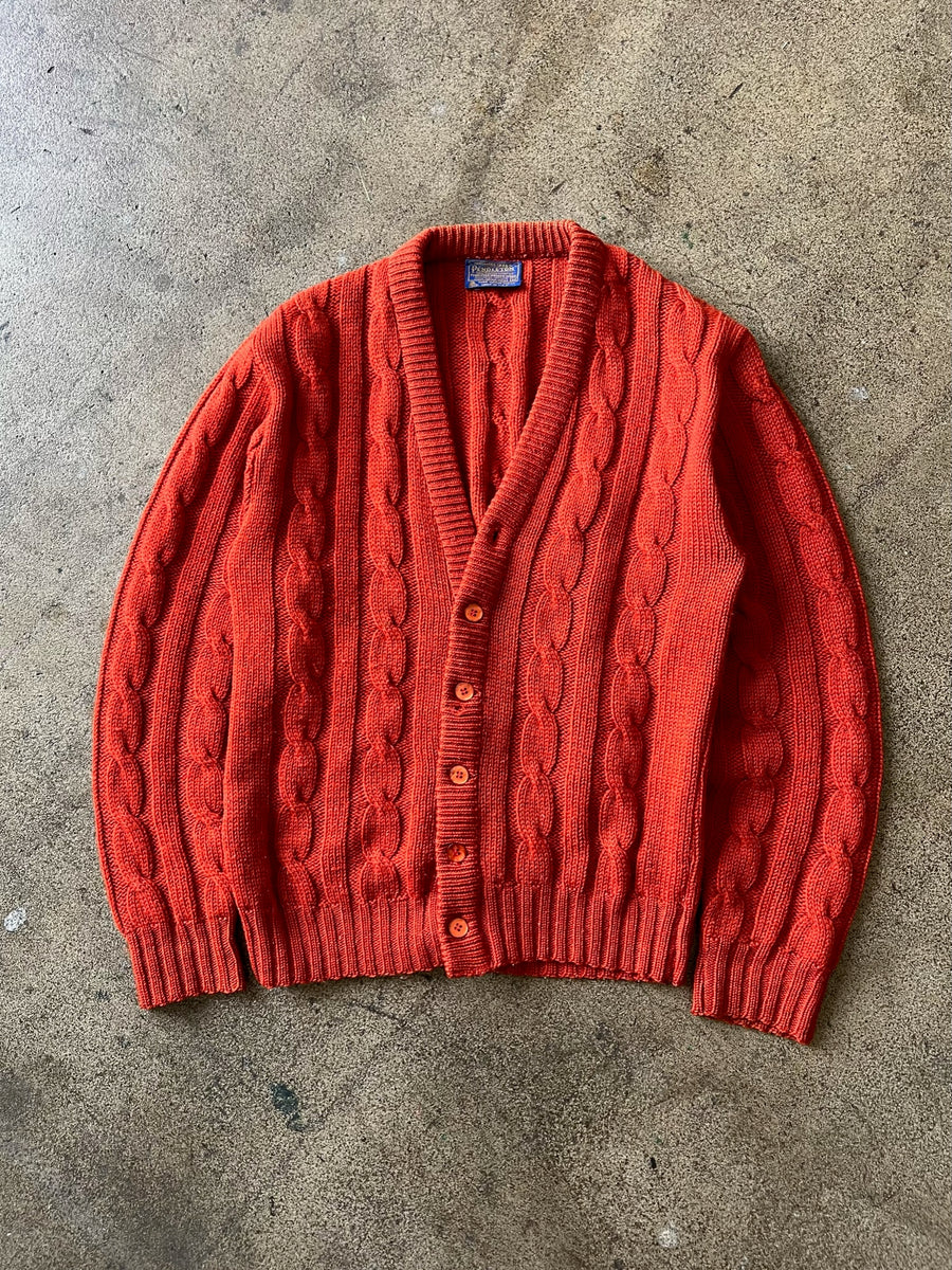 1960s Pendleton Burnt Orange Cableknit Cardigan