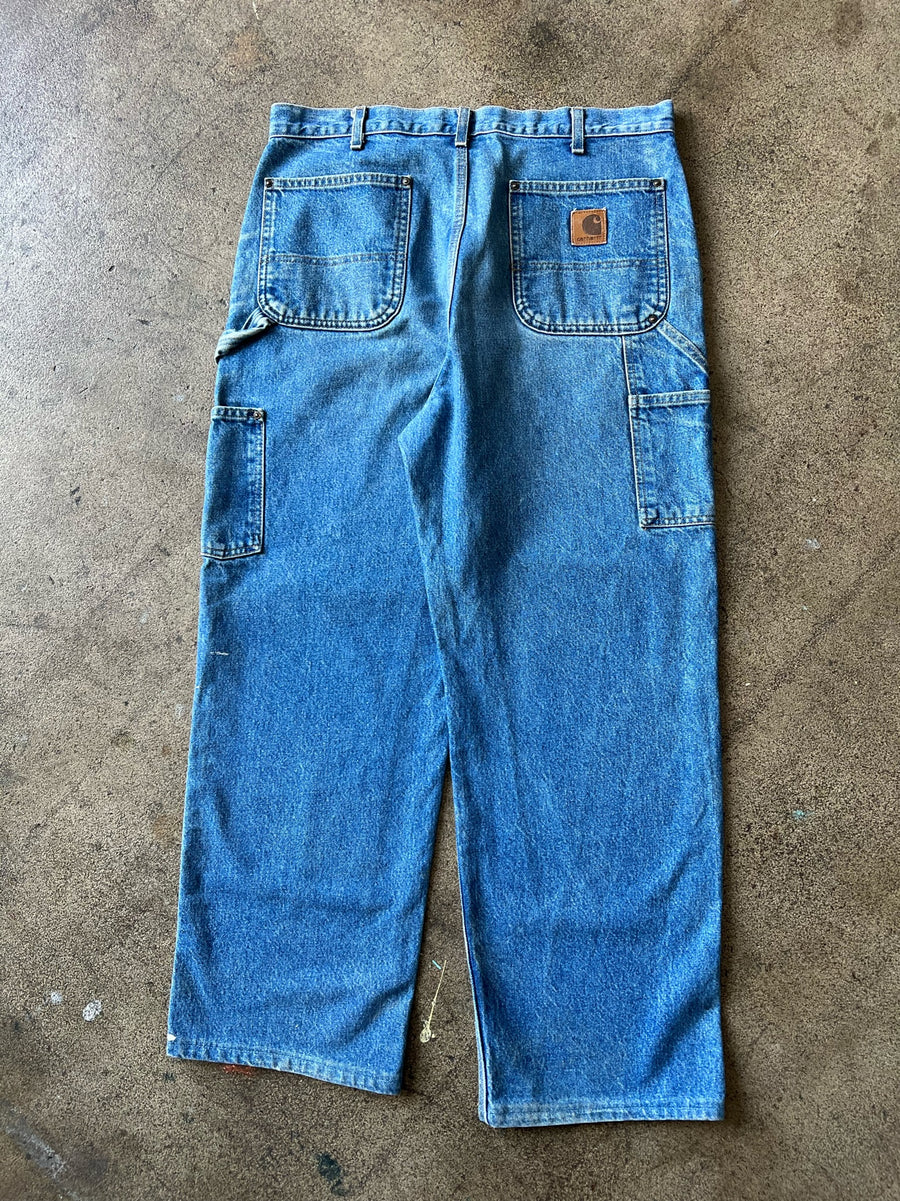 1990s Carhartt Double Knees Denim Faded Blue 36