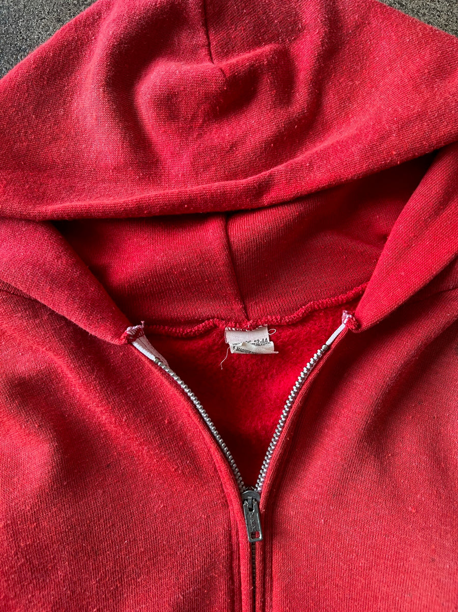 1970s Sun Faded Red Zip Hoodie