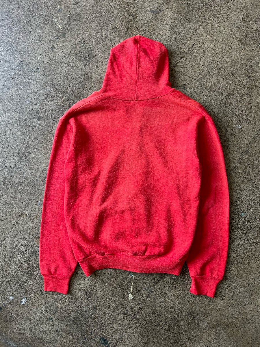 1970s Sun Faded Red Zip Hoodie