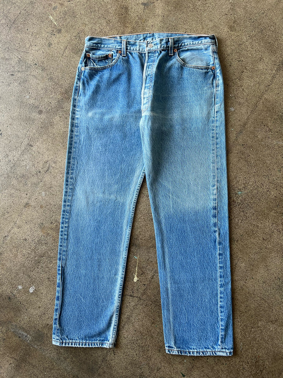 1990s Levi's 501 Faded Blue Wash Jeans 35