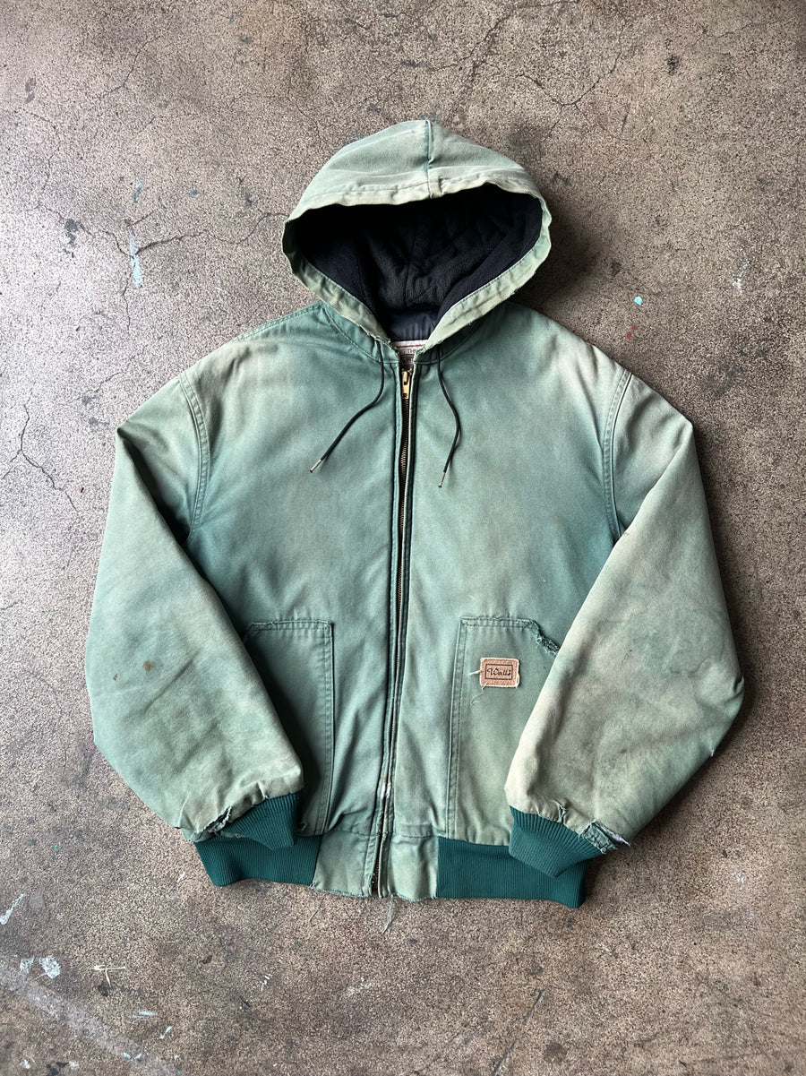 1990s Walls Faded Green Hooded Work Jacket