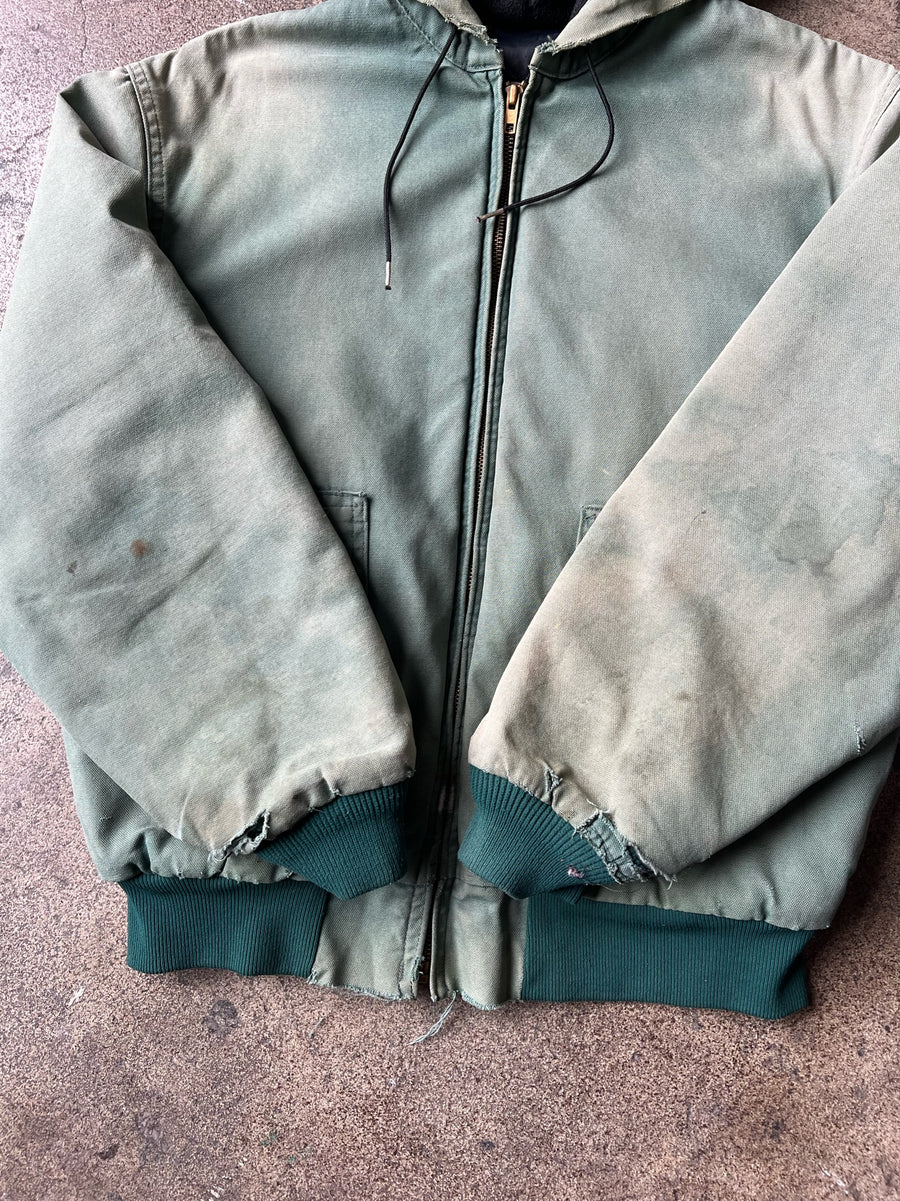 1990s Walls Faded Green Hooded Work Jacket