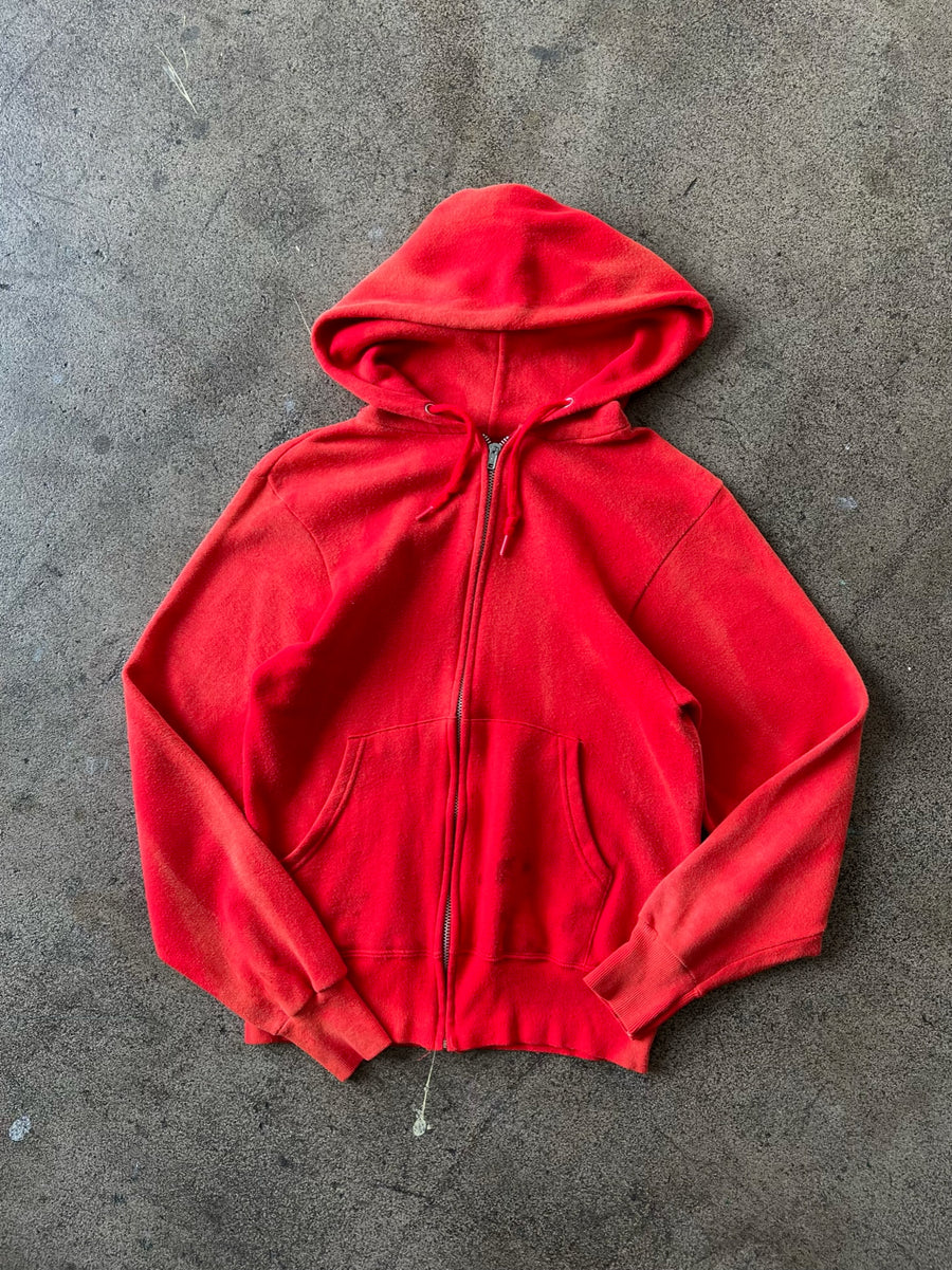 1970s Sun Faded Red Zip Hoodie