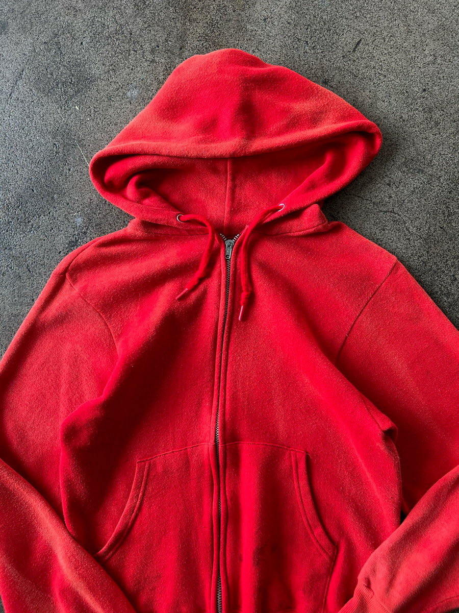 1970s Sun Faded Red Zip Hoodie