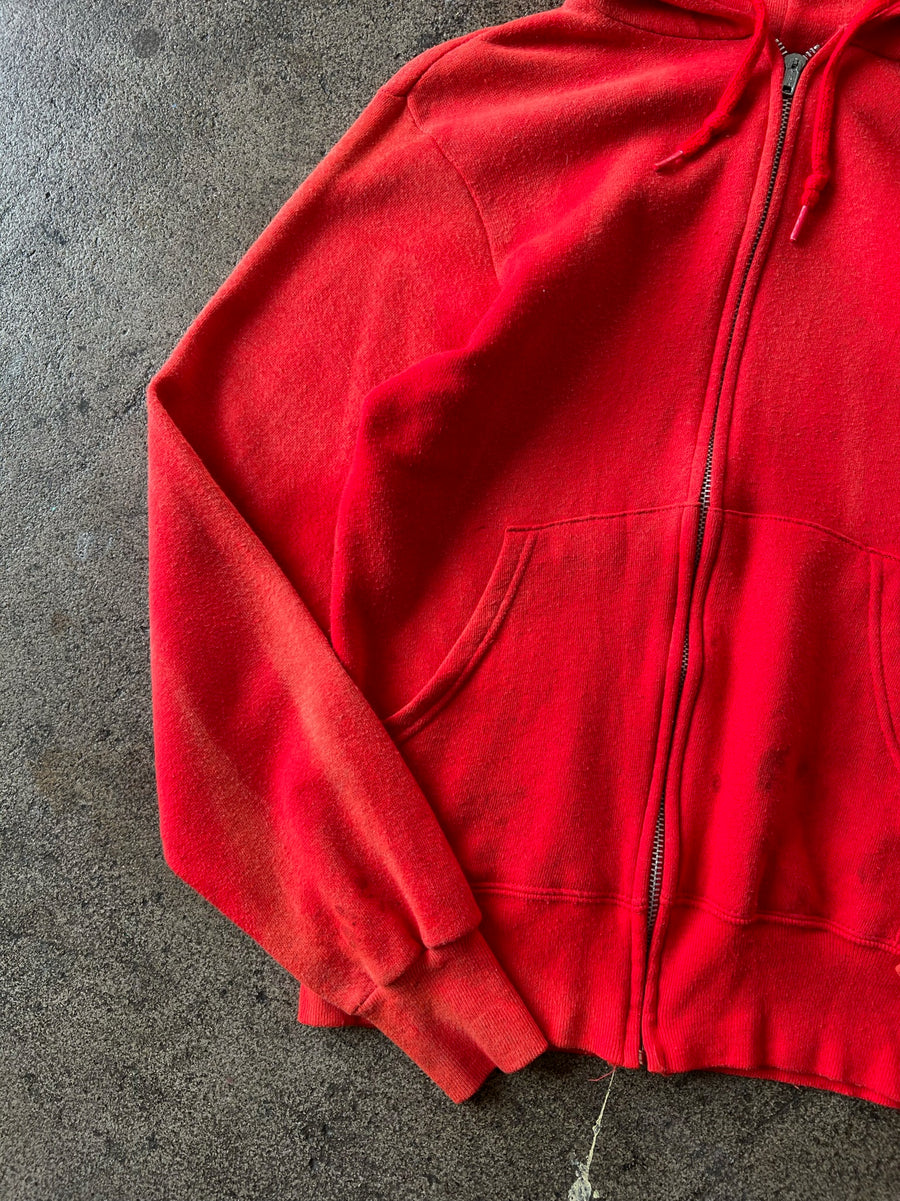 1970s Sun Faded Red Zip Hoodie