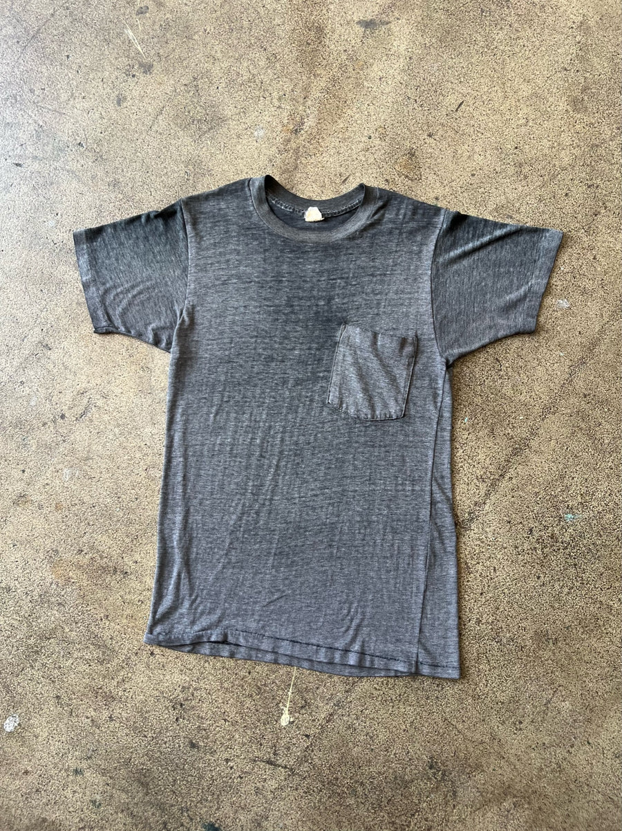 1970s Faded Black Sheer Pocket Tee