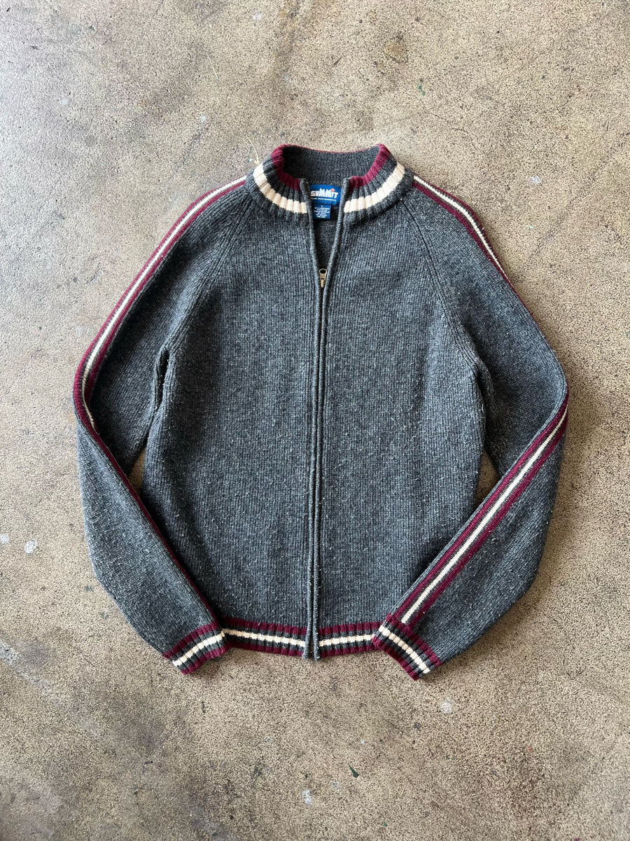 2000s Striped Lambswool Zip Sweater