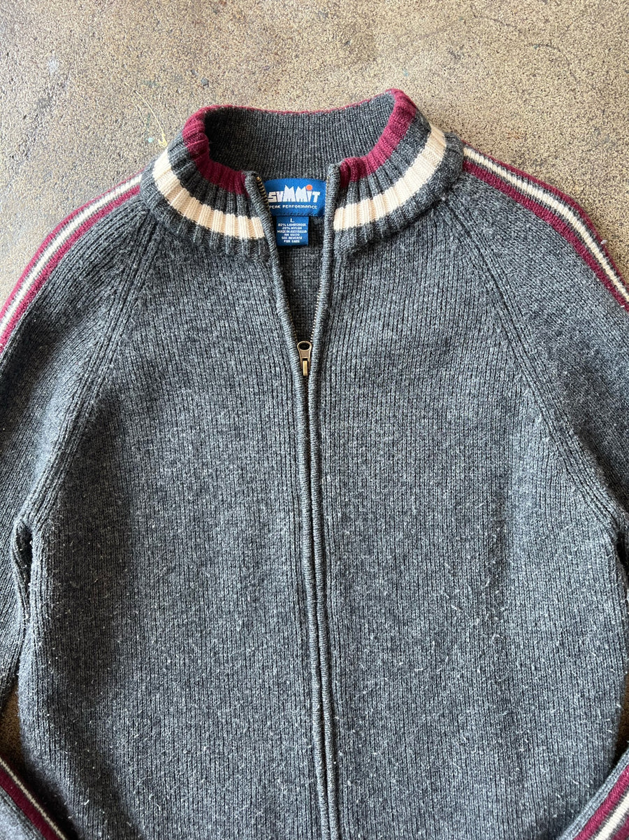 2000s Striped Lambswool Zip Sweater