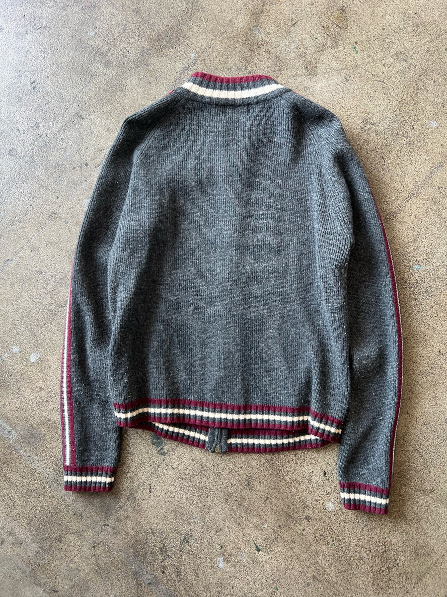 2000s Striped Lambswool Zip Sweater