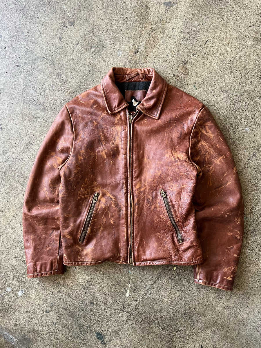 1990s J Crew Distressed Leather Jacket