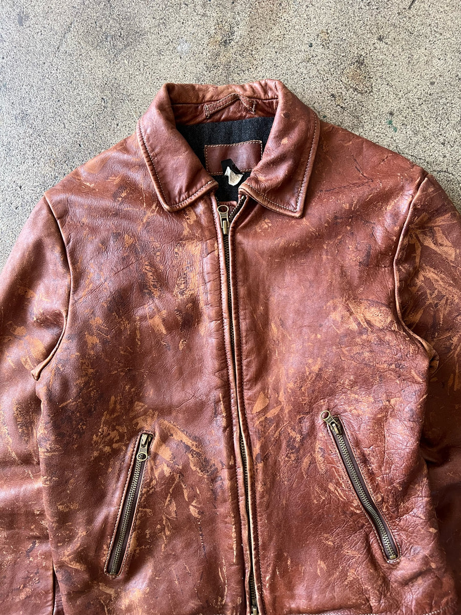 1990s J Crew Distressed Leather Jacket