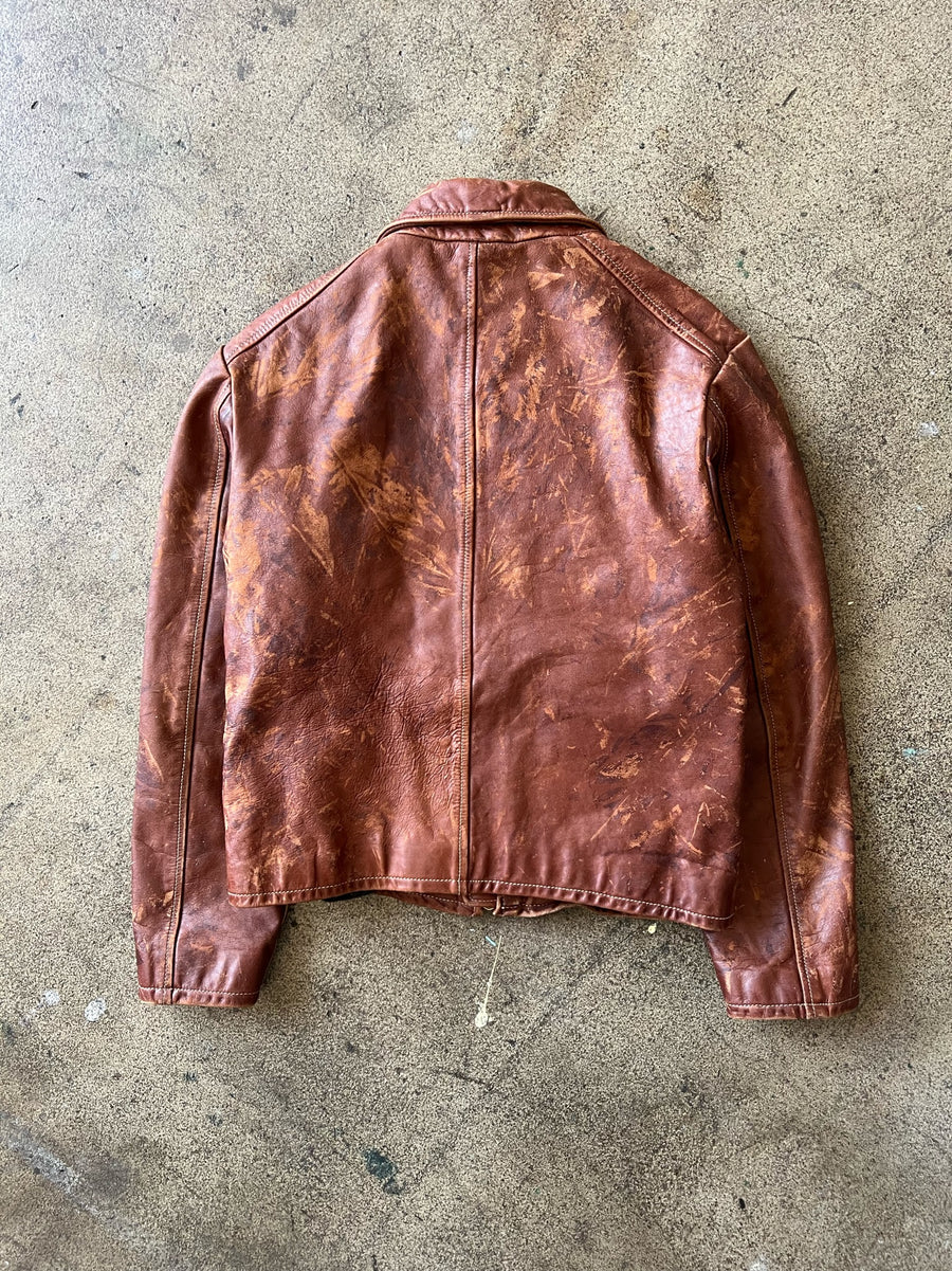 1990s J Crew Distressed Leather Jacket