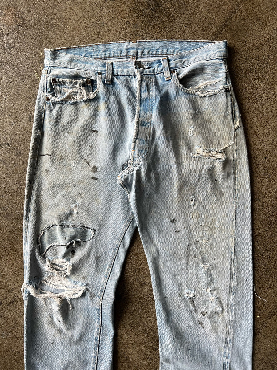 1980s Levi's 501 Redline Sashiko Repaired Jeans 32