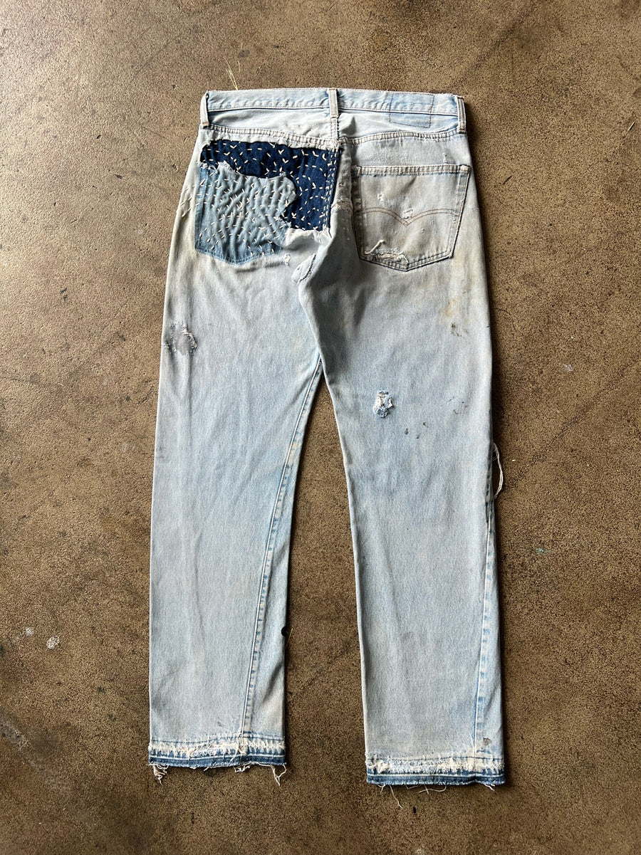 1980s Levi's 501 Redline Sashiko Repaired Jeans 32