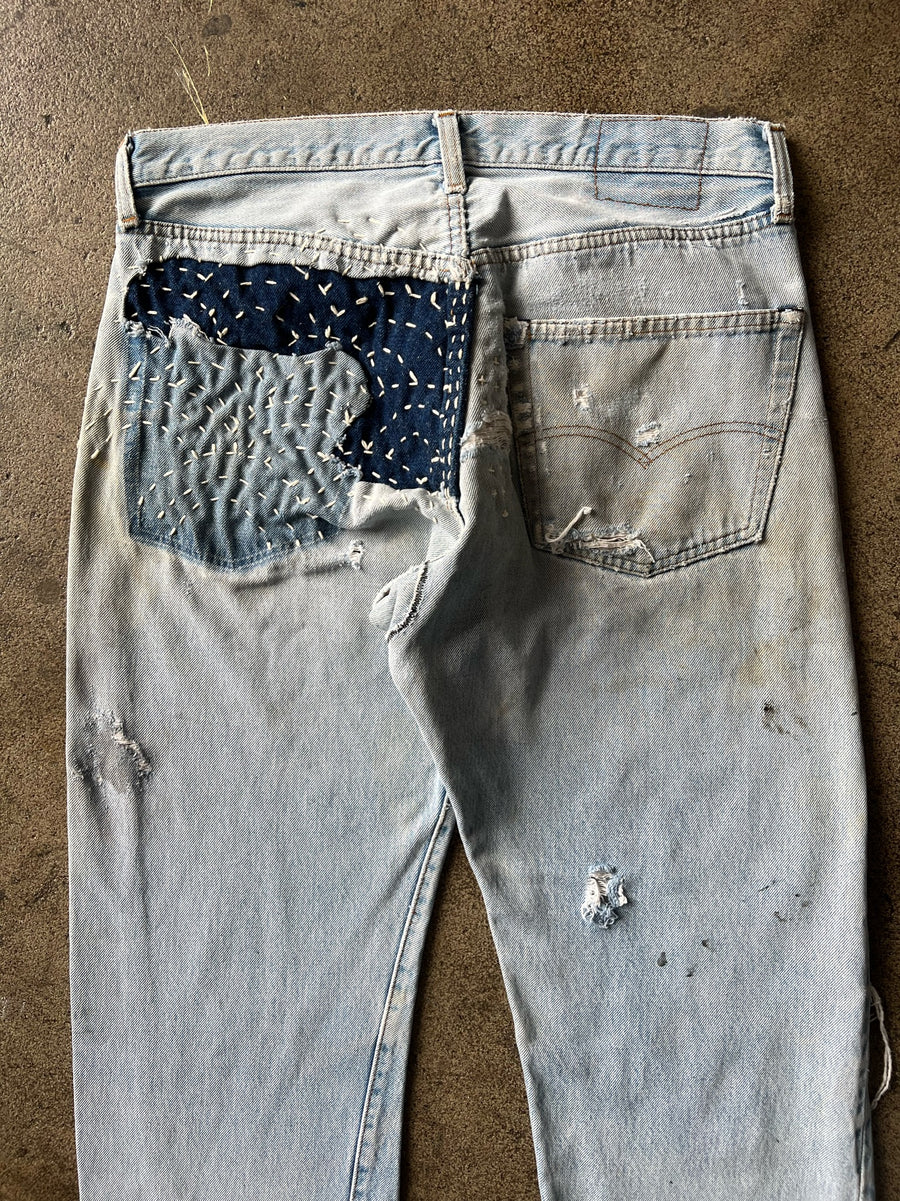 1980s Levi's 501 Redline Sashiko Repaired Jeans 32