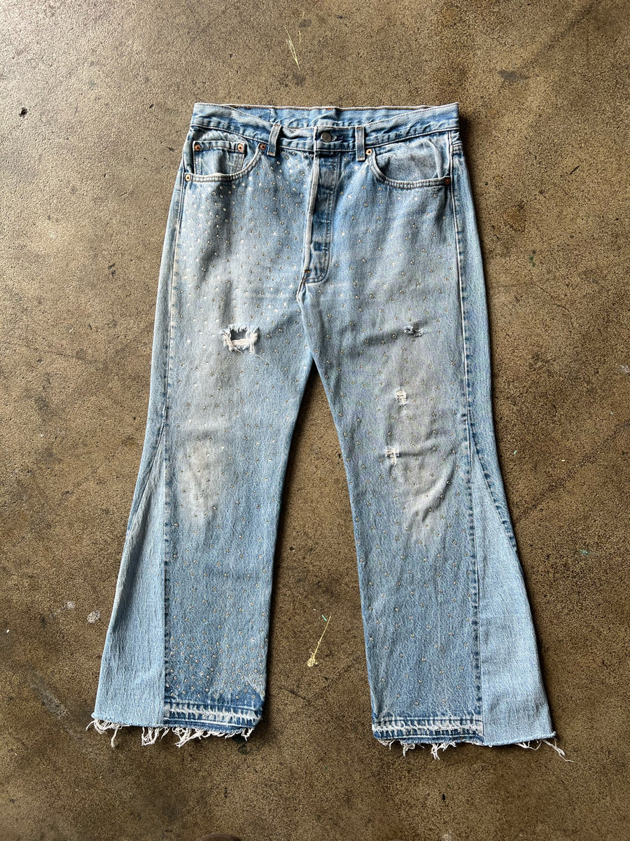 1990s Levi's 501 Swarovsky Studded Flair Denim 32