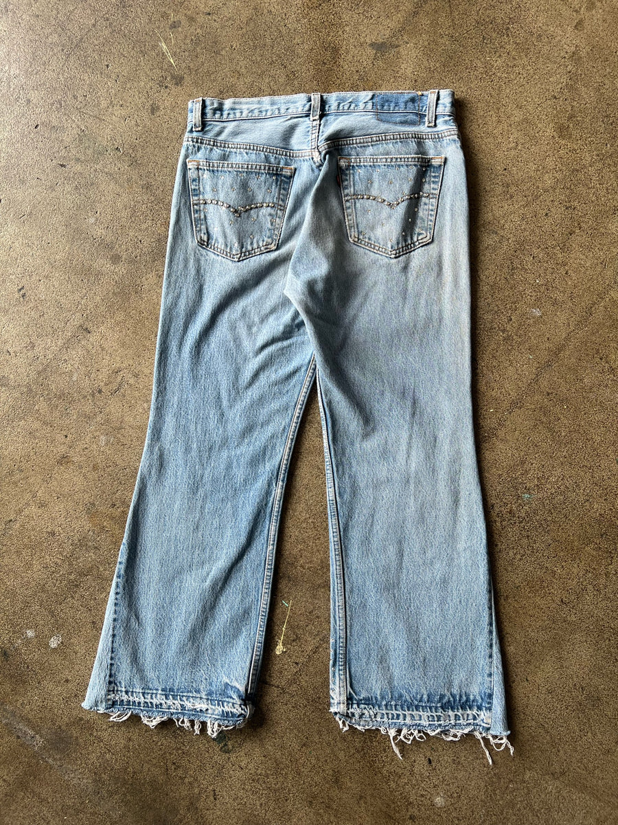 1990s Levi's 501 Swarovsky Studded Flair Denim 32