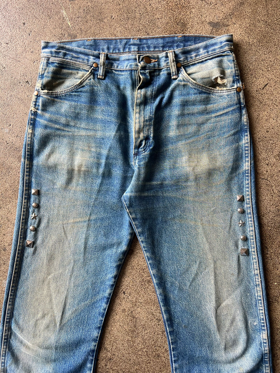 1970s Wrangler Studded Dirty Wash Jeans 34