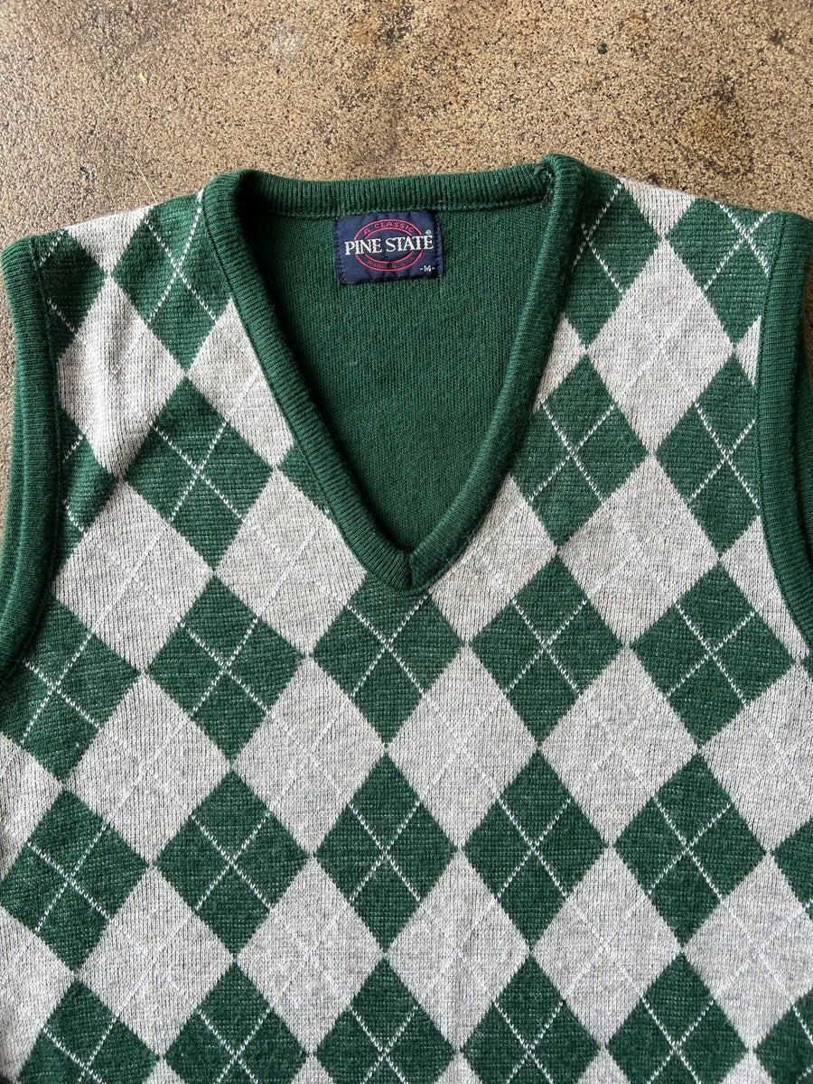 1980s Green Argyle Sweater Vest