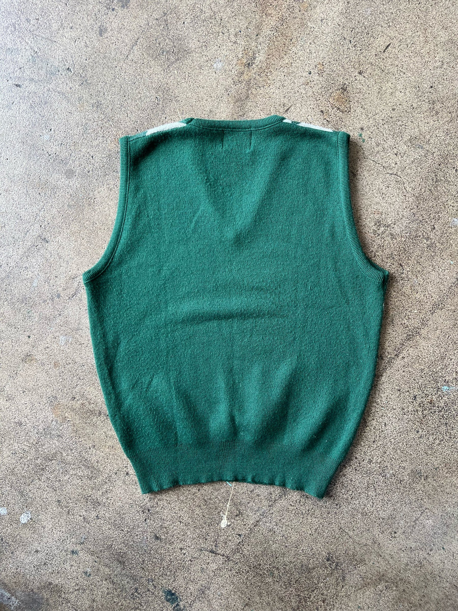 1980s Green Argyle Sweater Vest