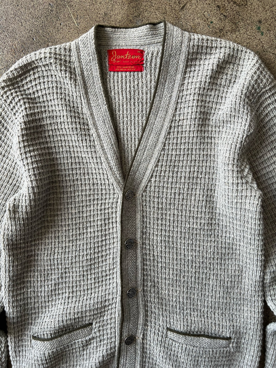 1960s Jantzen Gray Textured Knit Cardigan Sweater