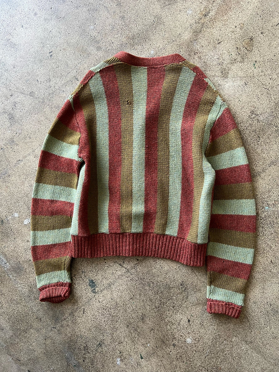 1960s Striped Earthtone Cardigan Sweater