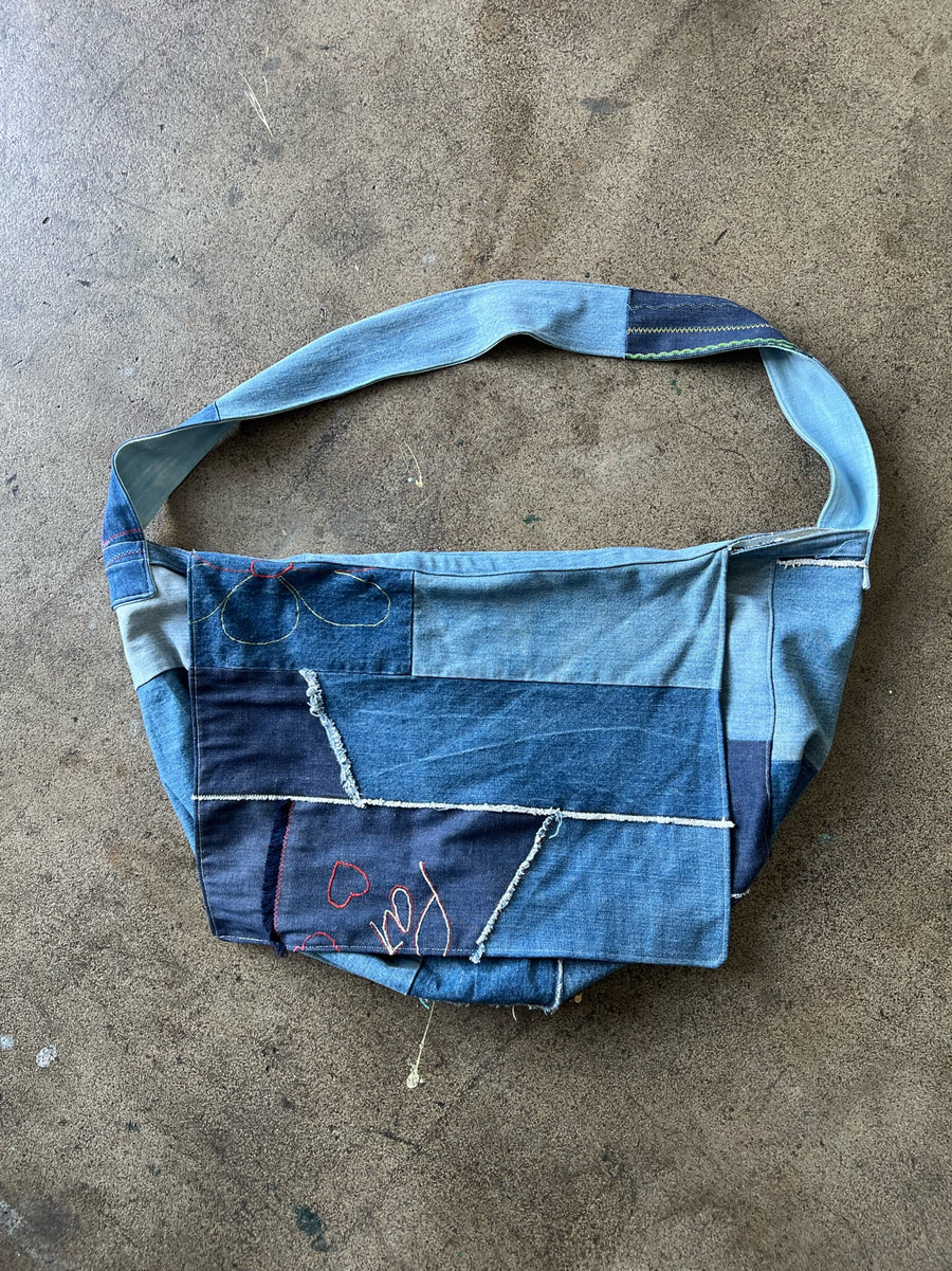 1970s Denim Patchwork Side Bag