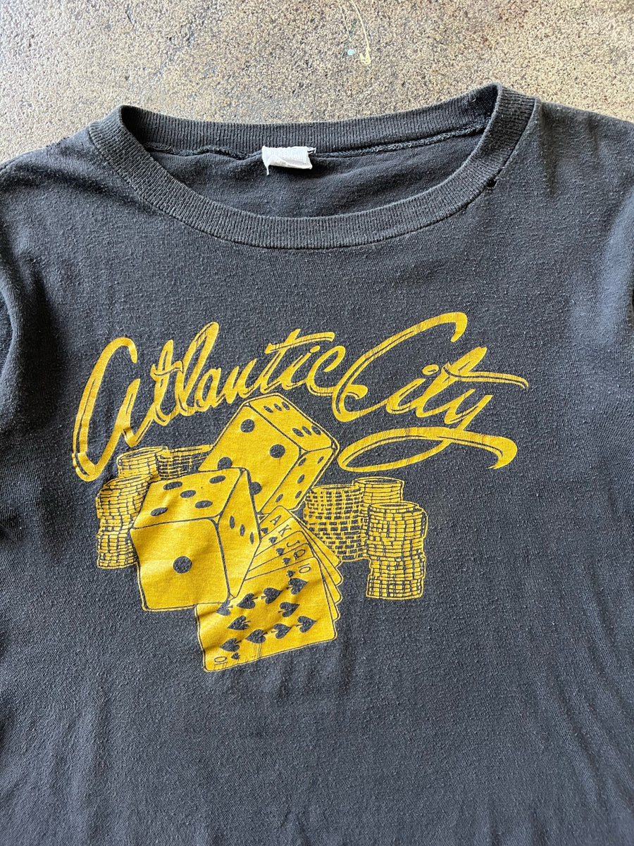 1970s Atlantic City Black Faded Tee