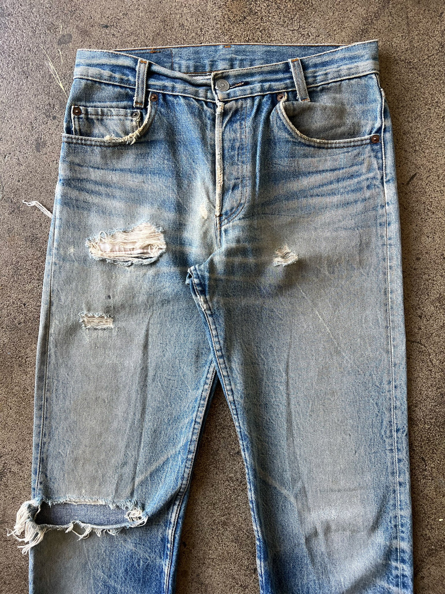 1980s Levi's 501 Distressed Dirty Wash Jeans 30